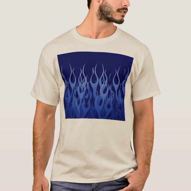 Coola Blue på Blue Tävla Flames T Shirt (Framsida)