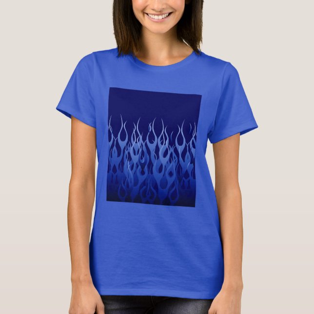 Coola Blue på Blue Tävla Flames T Shirt (Framsida)