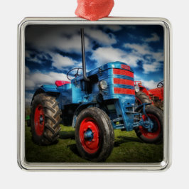 Coola Blue Red Antique Tractor Gifts for Farmers Julgransprydnad Metall