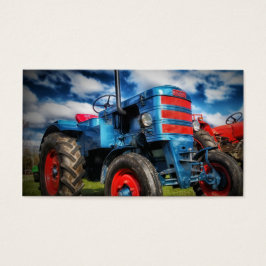 Coola Blue Red Antique Tractor Gifts for Farmers Visitkort