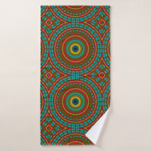 Coola Blue Red Gult Retro Geometric Ethnic Tribal