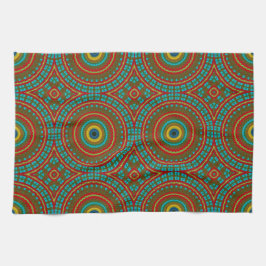 Coola Blue Red Gult Retro Geometric Ethnic Tribal Kökshandduk