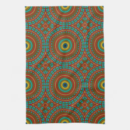 Coola Blue Red Gult Retro Geometric Ethnic Tribal Kökshandduk