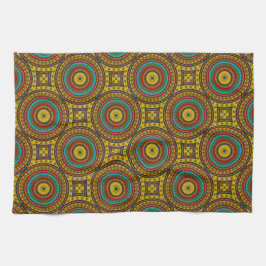 Coola Blue Red Gult Retro Geometric Ethnic Tribal Kökshandduk