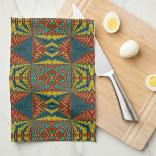 Coola Blue Red Gult Retro Geometric Ethnic Tribal Kökshandduk