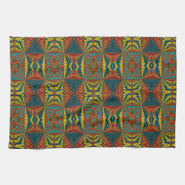 Coola Blue Red Gult Retro Geometric Ethnic Tribal Kökshandduk