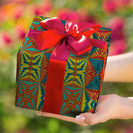 Coola Blue Red Gult Retro Geometric Ethnic Tribal Presentpapper