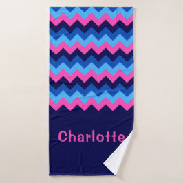 Coola Blue Rosa Chevron Monogram Bath Towel