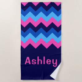 Coola Blue Rosa Chevron Monogram Beach Towel