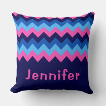 Coola Blue Rosa Chevron Monogram Big Dekorativ kud