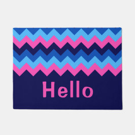 Coola Blue Rosa Chevron Monogram Doormat