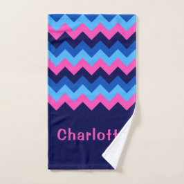 Coola Blue Rosa Chevron Monogram Hand Towel
