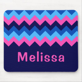 Coola Blue Rosa Chevron Monogram Mousepad Musmatta