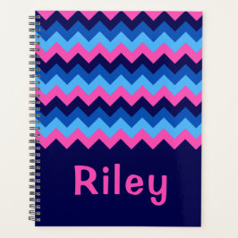 Coola Blue Rosa Chevron Monogram Planner