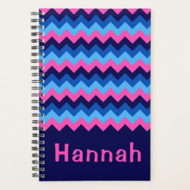 Coola Blue Rosa Chevron Monogram Small Planner
