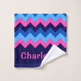 Coola Blue Rosa Chevron Monogram tvätttrasa