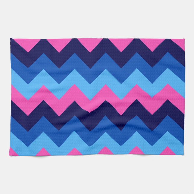 Coola Blue Rosa Chevron Mönster Kitchen Towel Kökshandduk (Horisontell)