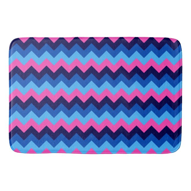 Coola Blue Rosa Chevron Mönster Large Bath Mat Badrumsmatta (Framsidan)