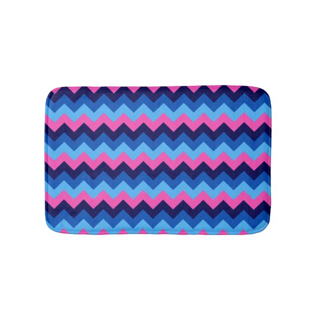 Coola Blue Rosa Chevron Mönster Small Bath Mat Badrumsmatta (Framsidan)