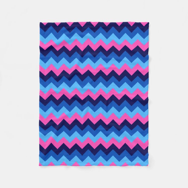 Coola Blue Rosa Chevron Skriv ut liten blankett Fleecefilt (Framsidan)