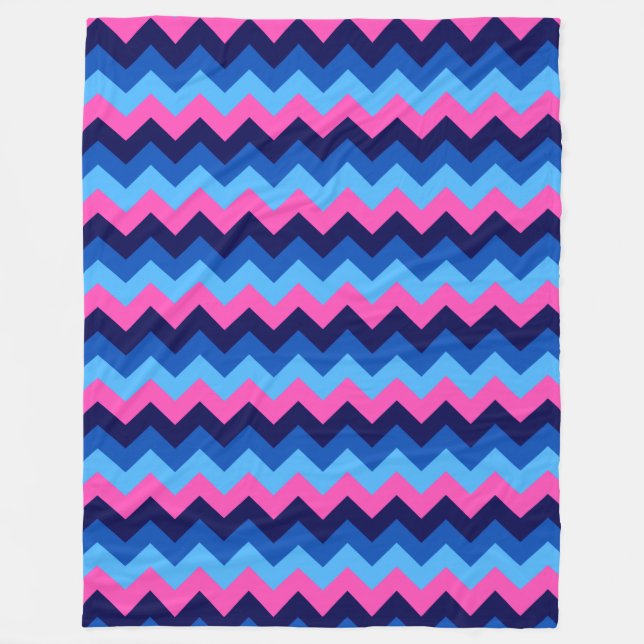 Coola Blue Rosa Chevron Skriv ut stor felfri blank Fleecefilt (Framsidan)