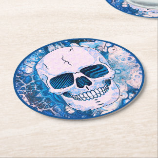 Coola Blue Skull Underlägg Papper Rund