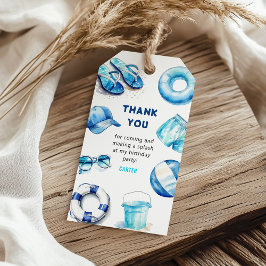 Coola Blue Summer Boys Birthday Favor Presentetikett