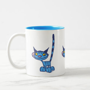 Coola Blue Tecknad Cat Två-Tonad Mugg