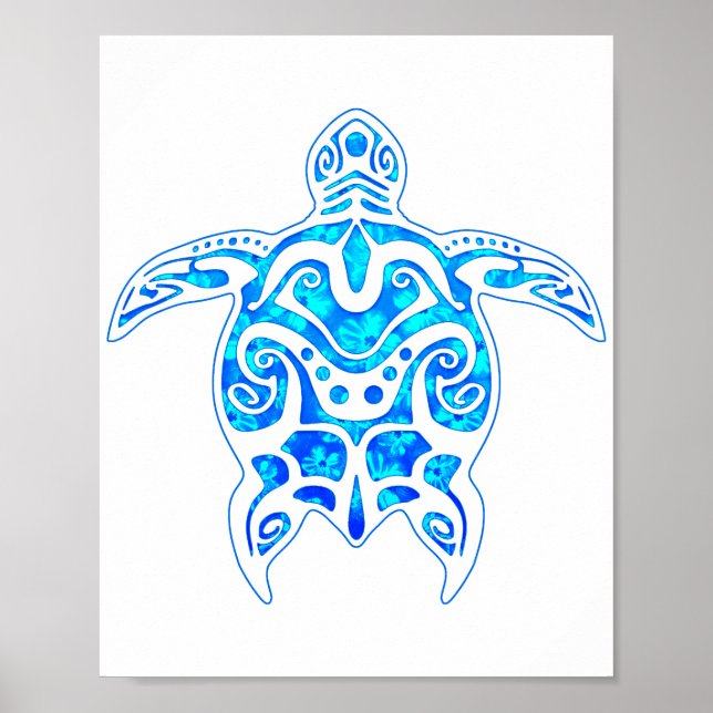 Coola Blue Tribal Turtle Poster (Framsidan)