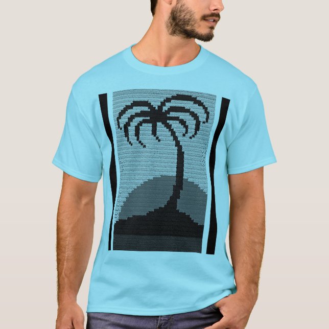 Coola Blue Tropiks Handflatan Artisan Crochet Prin T Shirt (Framsida)
