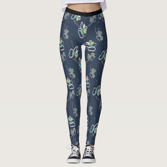 Coola Blue Vår Blommönster Leggings (Framsida)