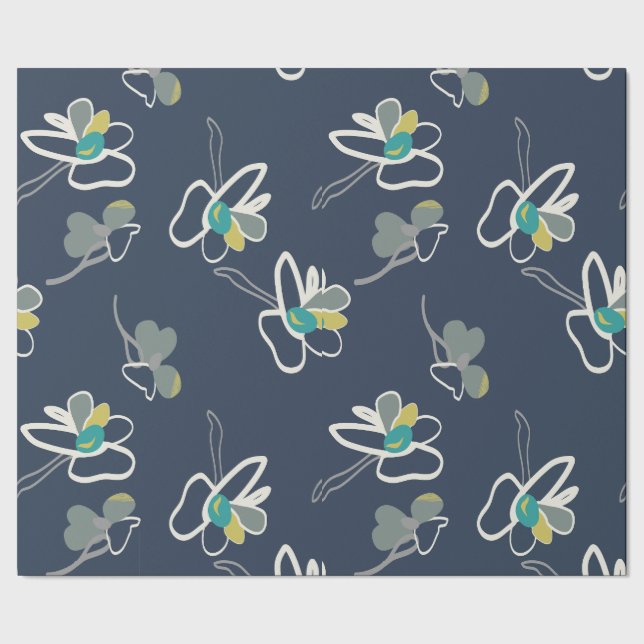 Coola Blue Vår Blommönster Presentpapper (Seam)