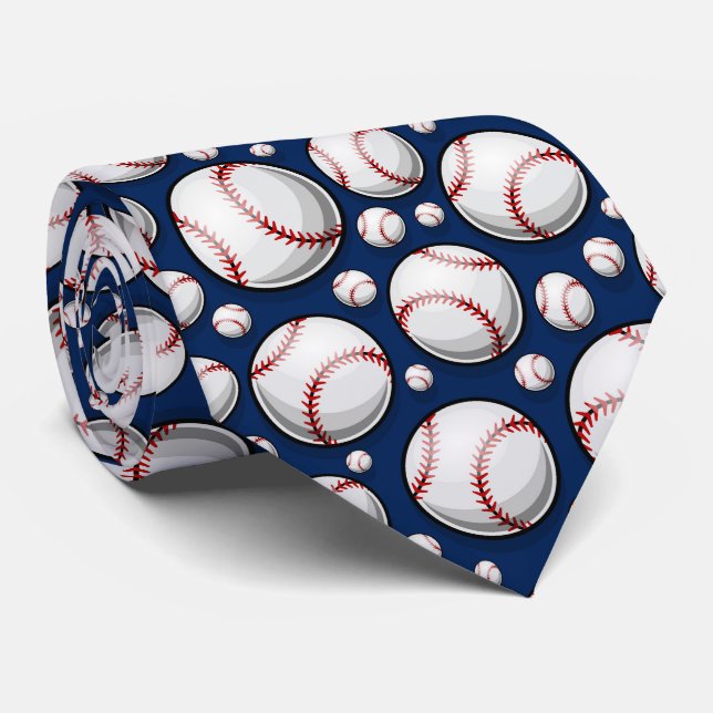 coola Blue White Baseball sport älskare Slips (Rullad)