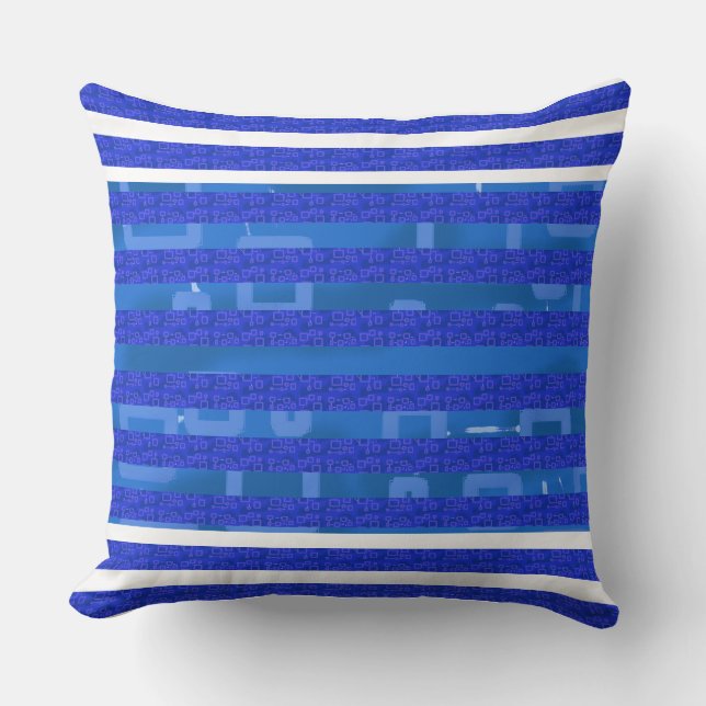 Coola Blue White Geometric Linjer Kudde (Framsida)