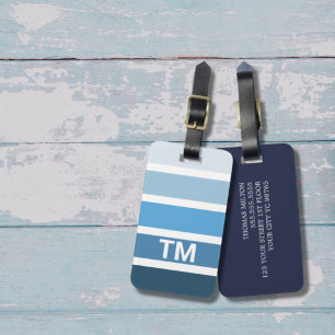 Coola Blue White Rand Monogram Bagagebricka