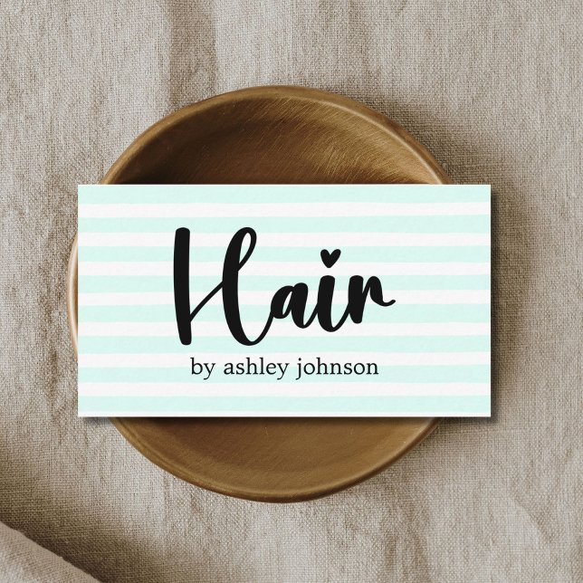 Coola Blue White Stripe Heart Salon Bold Heart Hai Visitkort (Skapare uppladdad)