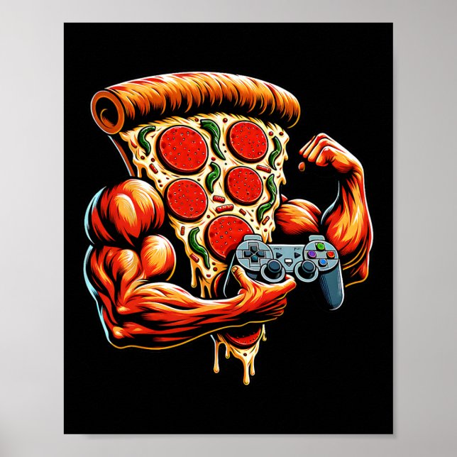 Coola Bodybuilding Gamer Pizza Present 2 Poster (Framsidan)