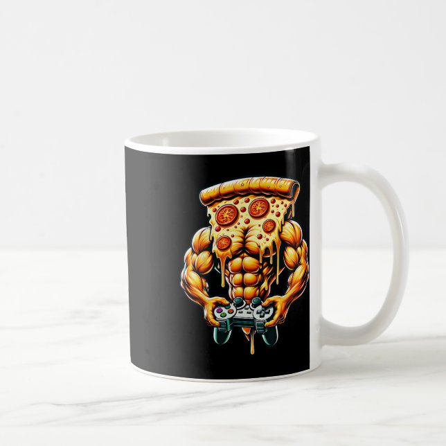 Coola Bodybuilding Gamer Pizza Present Kaffemugg (Höger)
