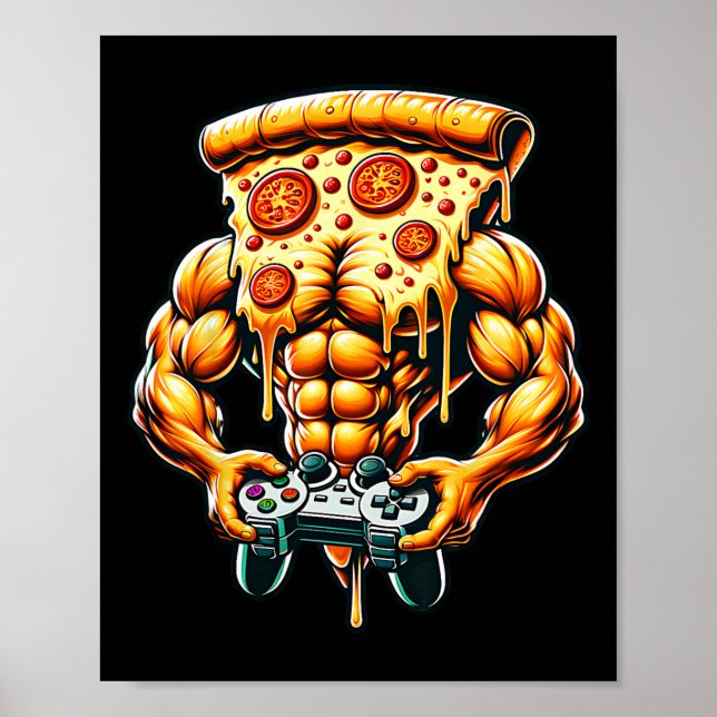 Coola Bodybuilding Gamer Pizza Present Poster (Framsidan)