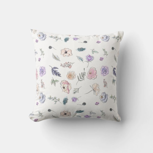 Coola Bohemian Chic Blommigt Boho Girl Rosa Blue Kudde (Framsida)