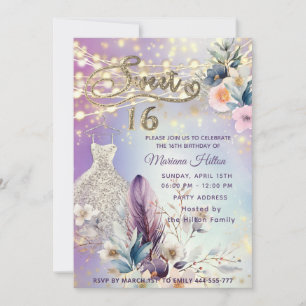 Coola boho blommigt glitter String ljus gnistra Inbjudningar