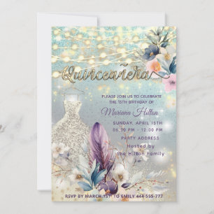 Coola boho blommigt glitter String ljus gnistra Inbjudningar