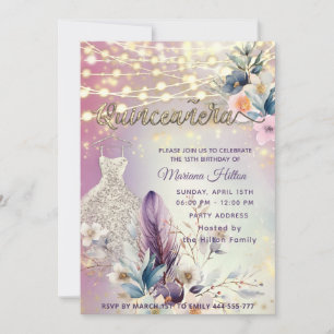Coola boho blommigt glitter String ljus gnistra Inbjudningar