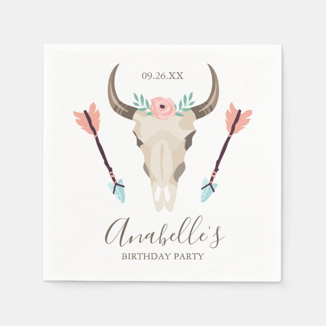 Coola Boho Cow Skull Party favors Pappersservett (Framsidan)