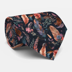 coola Boho-fjädrar och blommor Slips