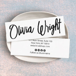 Coola Bold Namnteckning skripttypografi Modern Whi Mini Visitkort