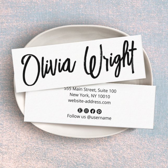 Coola Bold Namnteckning skripttypografi Modern Whi Mini Visitkort (Skapare uppladdad)