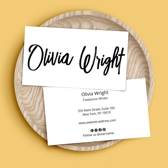 Coola Bold Namnteckning skripttypografi Modern Whi Visitkort (Skapare uppladdad)