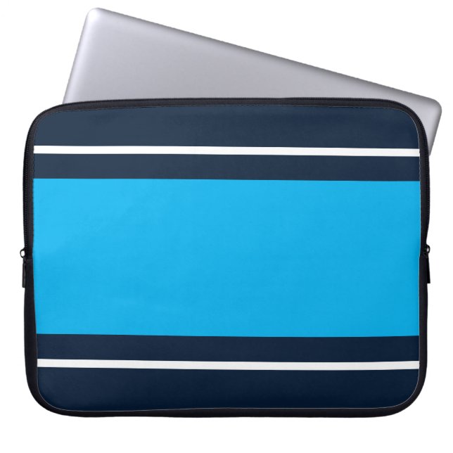 Coola Bold Nautical Navy Himlar Blue Tävla Rand Laptop Fodral (Framsidan)