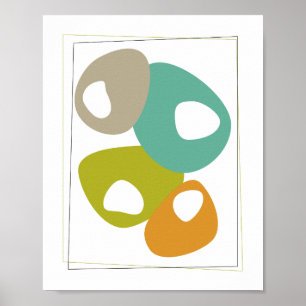 Coola bönor turkos orange grön mitten av seklet poster